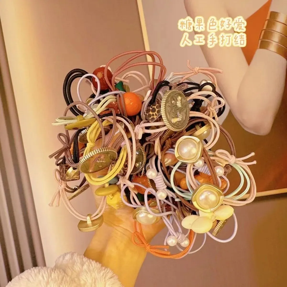 Korean Version Net Red Combination Hair Rope Color Rubber Band Mixed Hair Ring Live Trembles 45 Head Rope Manufacture hair rope
