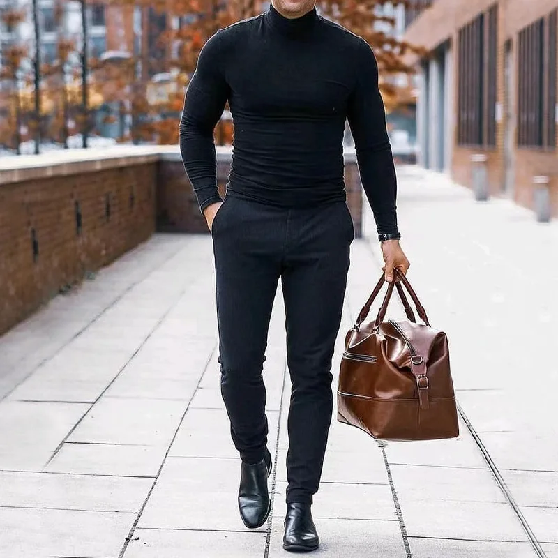 Autumn Winter Men Sweater Solid Color Turtleneck High Quality Cotton Slim Male Winter Soft Pullover Wool Warm Bottoming Shirt