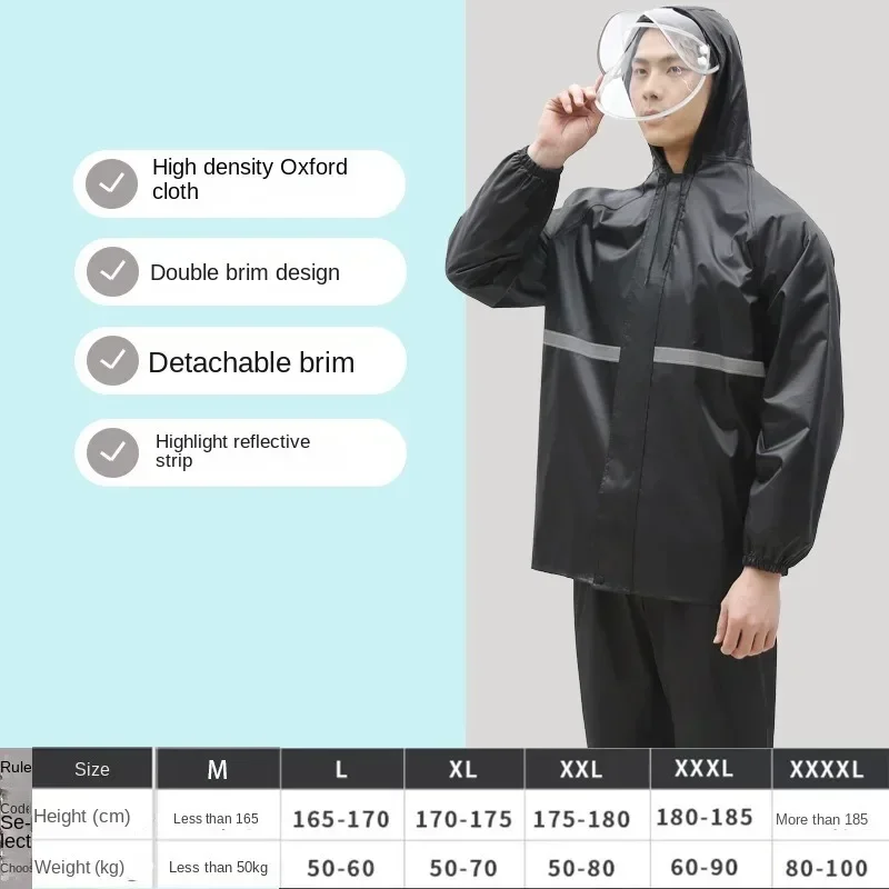 Raincoat Poncho Raincoat and Rainpants Suit Full Body Rainstorm Prevention Electric Bicycle Motorcycle Takeaway Riding Reflective Split Raincoat