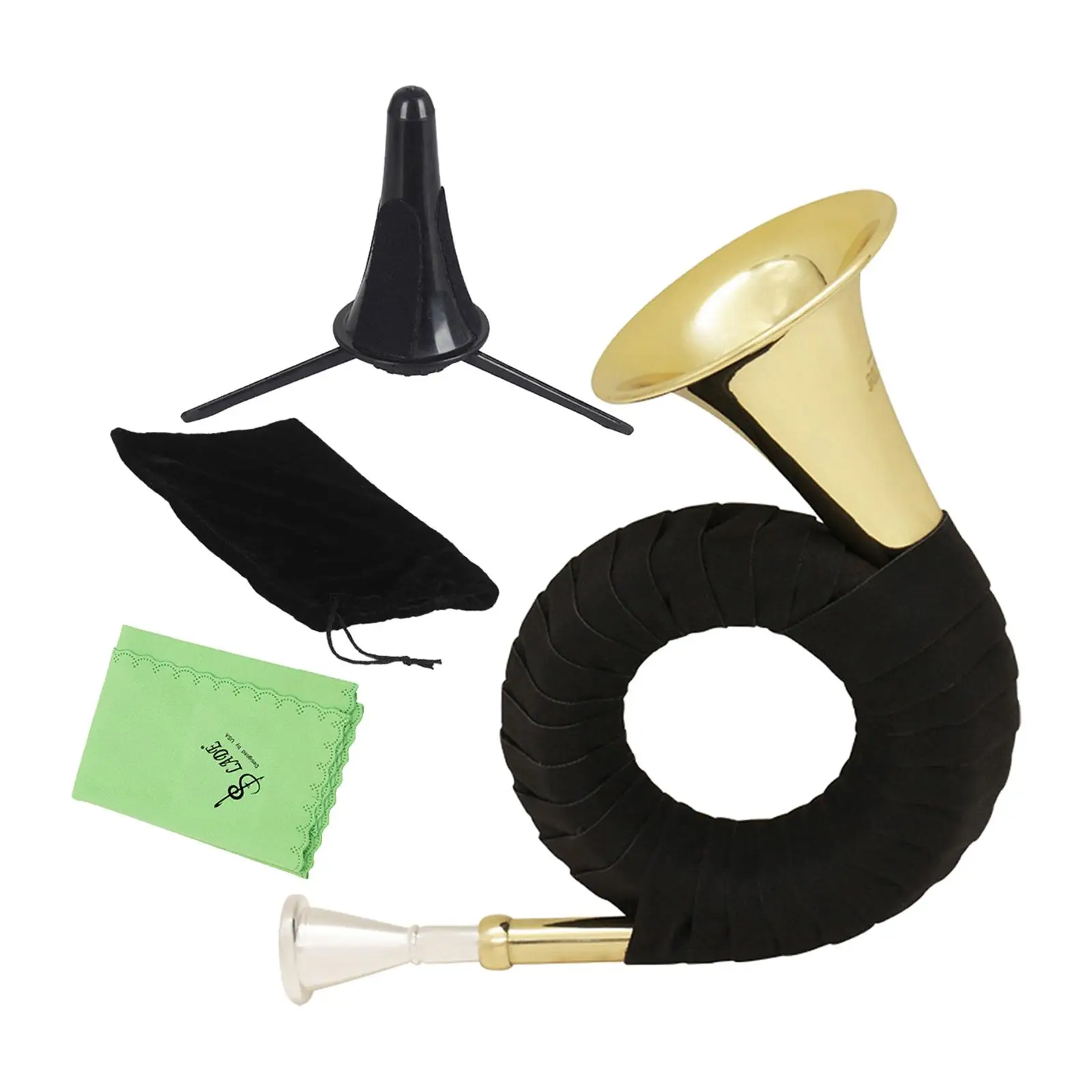 

Brass Hunting Bugle, BB Standard Bugle Brass Instrument Set Clean Cloth