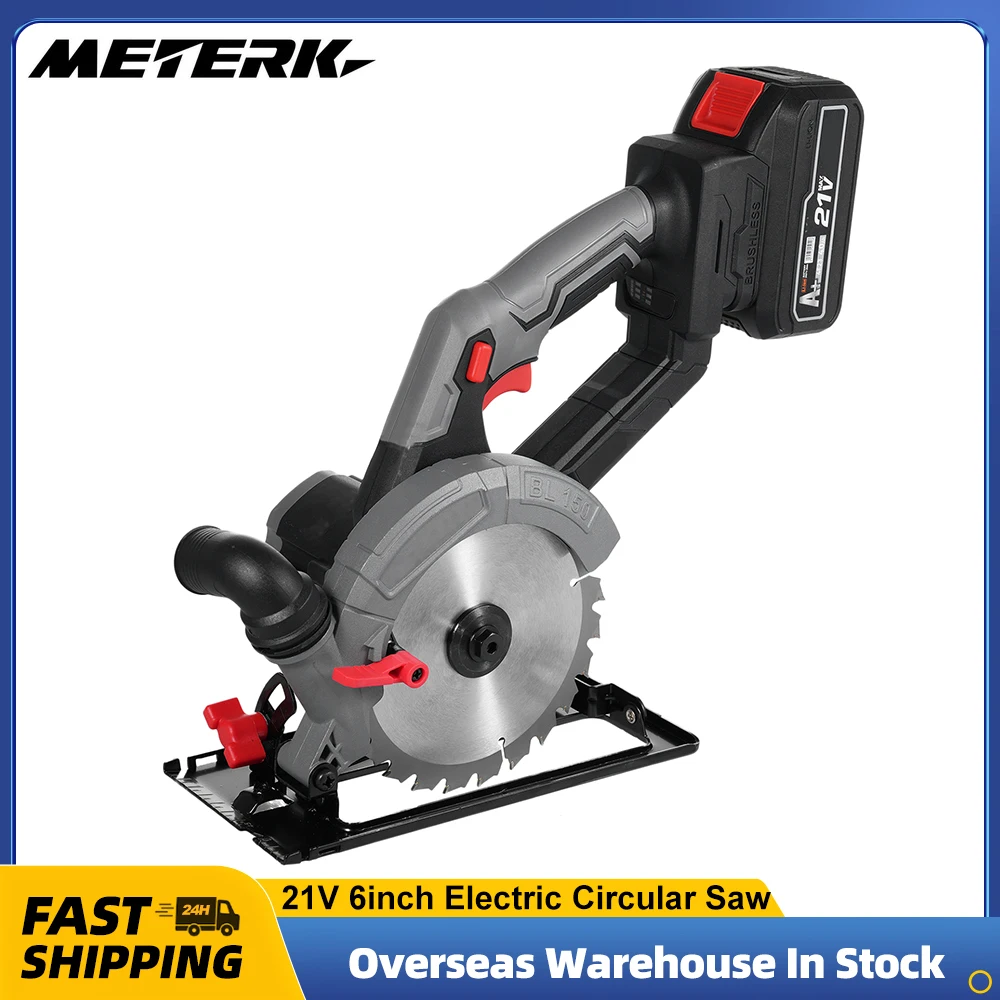 

6 Inch Electric Circular Saw 21V 6800RPM Brushless Motor Compact Circular Saw Tile Saw with 24T Saw Blades for Wood Soft Metal