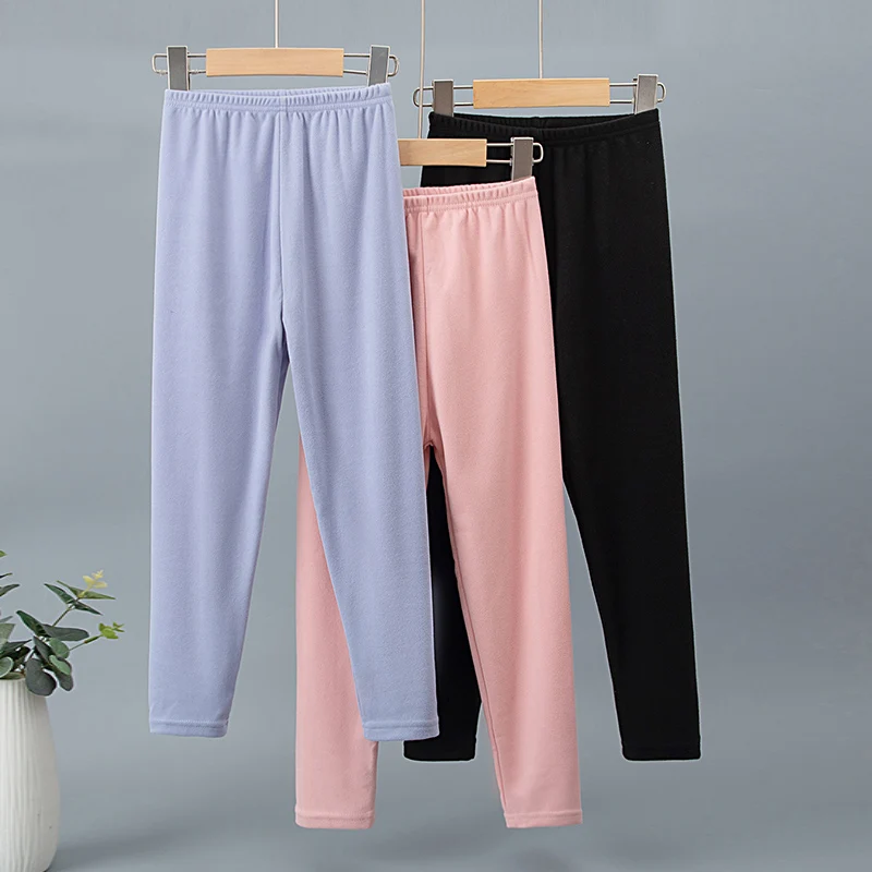 Children's autumn and winter solid color pants boys and girls comfortable warm pajamas home pants soft