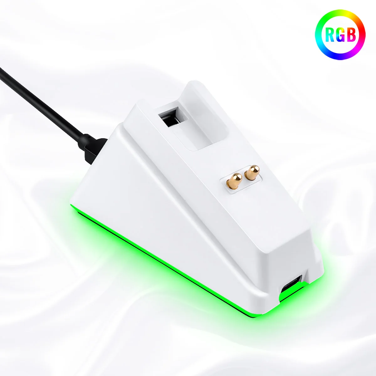 白いワイヤレス充電ドック,raz.er, Basilisk Ultimate,viper