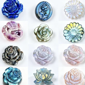 Mixed Gemstone Flower Carvings (1pc) 1