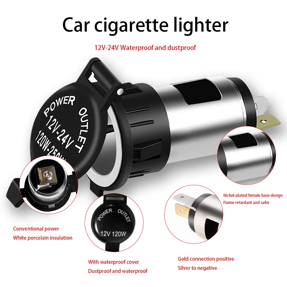 Car Female Socket Power Plug DC 12-24V Car Female Socket Power Plug Cigar Lighter Socket Car Cigarette Lighter Auto Motorcycle Marine Atv Rv Accessories