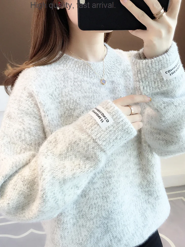 

Новинка, женский осенний свитер, свободная верхняя одежда, свободный стиль, круглый вырез, Ранняя Осенняя Женская одежда, Модный осенне-зимний пуловер