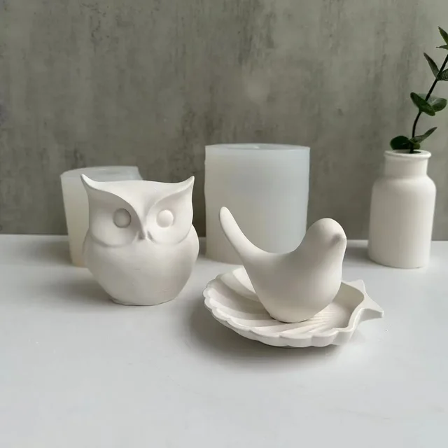Bird Owl Simple Candle Silicone Mold Homemade Ice Tray Aromatherapy Gypsum Soap Resin Epoxy Mould Home Decor Wedding Souvenir
