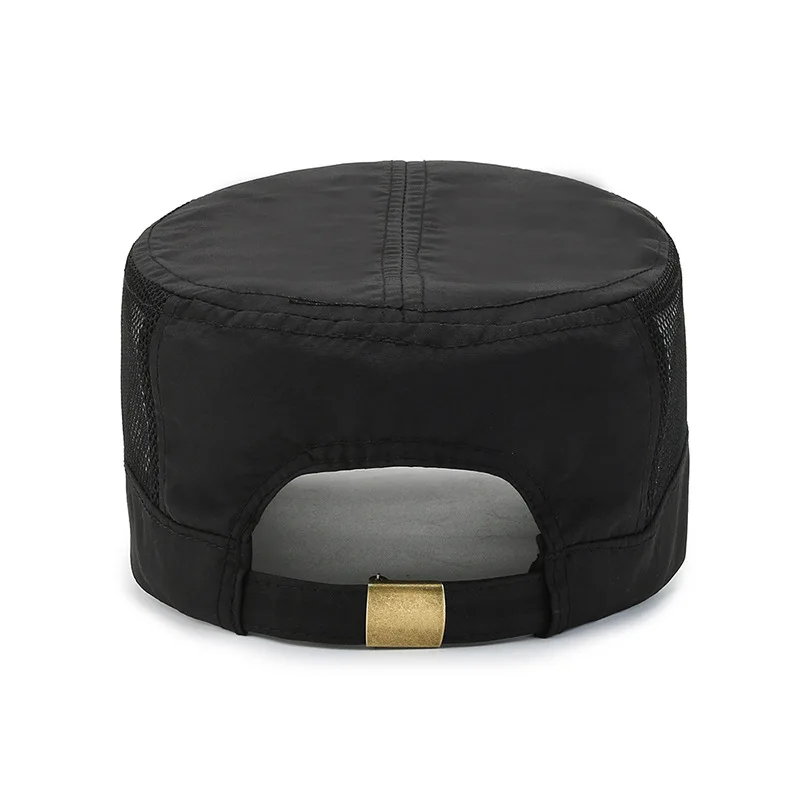Summer Mesh Flat Top Hat for Men Breathable Quick Drying Military Cap Outdoor Sport Cadet Kepi