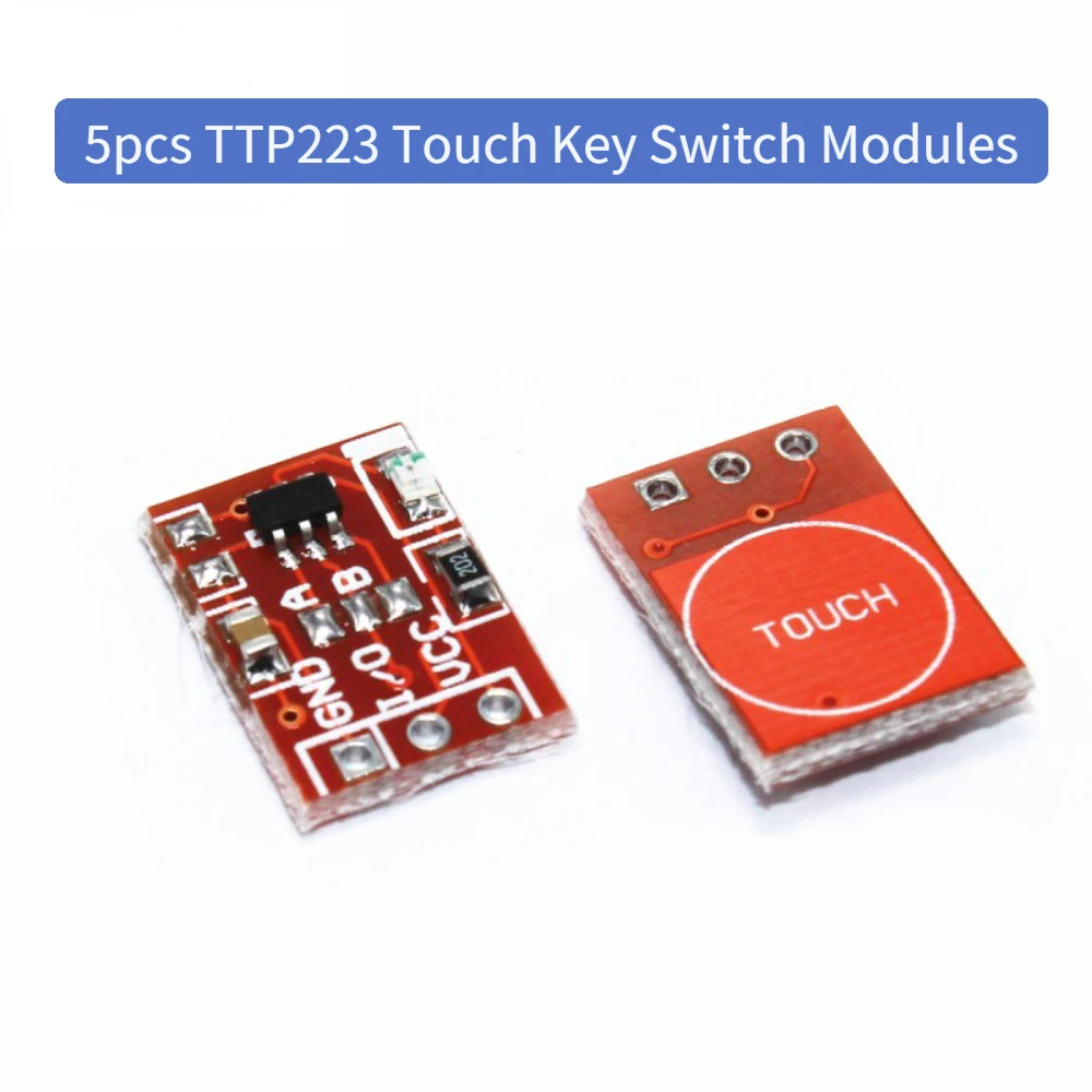 Módulo de Sensor táctil TTP223, tipo condensador, botón de Interruptor táctil capacitivo, módulo de bloqueo automático para Arduino, 5 uds.