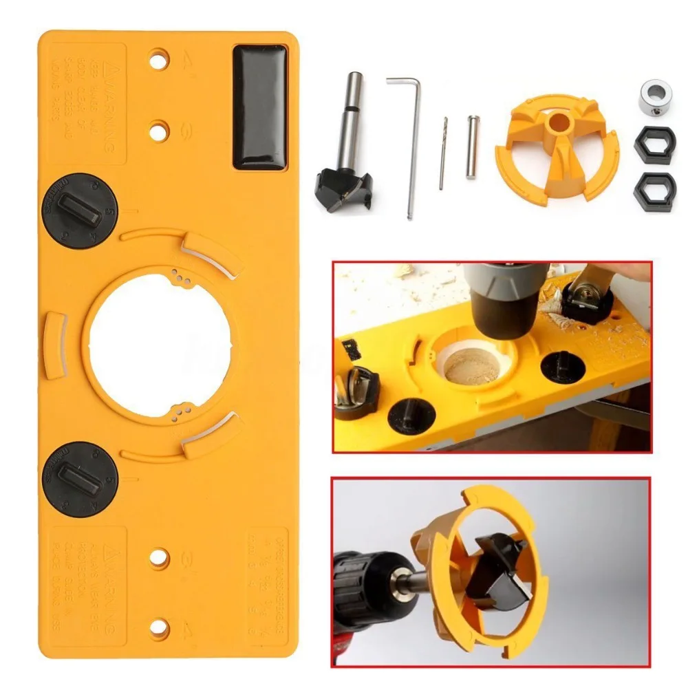 35mm Cup Style Concealed Hinge Jig Drill Guide Set Door Boring Hole Template&Bit Woodworking Tools Accessories woodworking concealed hinge drilling jig 35mm guide hinge hole drilling guide wood hole opener locator door cabinet hand tools