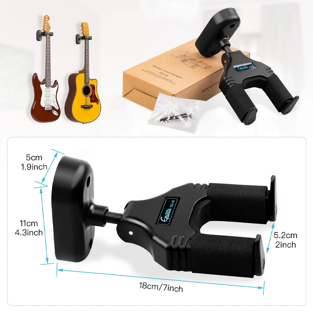 Guitto Series GGS-08 Wall Mounted Guitar Hooks Hanger Removable Guitar Bass Hold