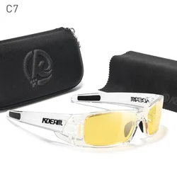 KDEAM Men's All - Black Photochromic Fishing Sunglasses with Durable Material and Skull Case (C7 night vision)
