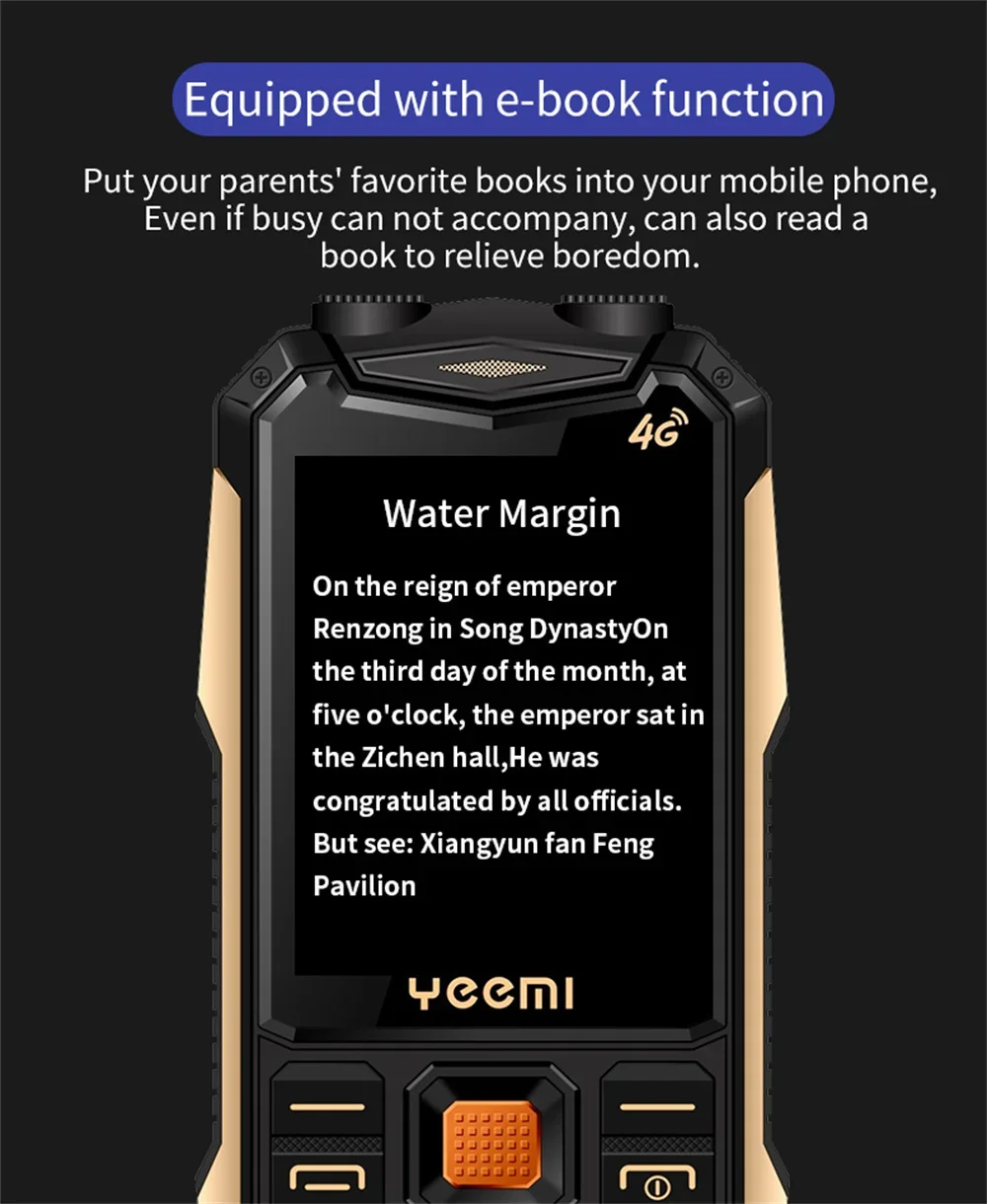 YeeMI K1+ 4G Rugged Waterproof Full Band Feature Phone 2.4Inch SOS Button Big Loudspeaker LED Light 1500mAh Battery Mobile Phone