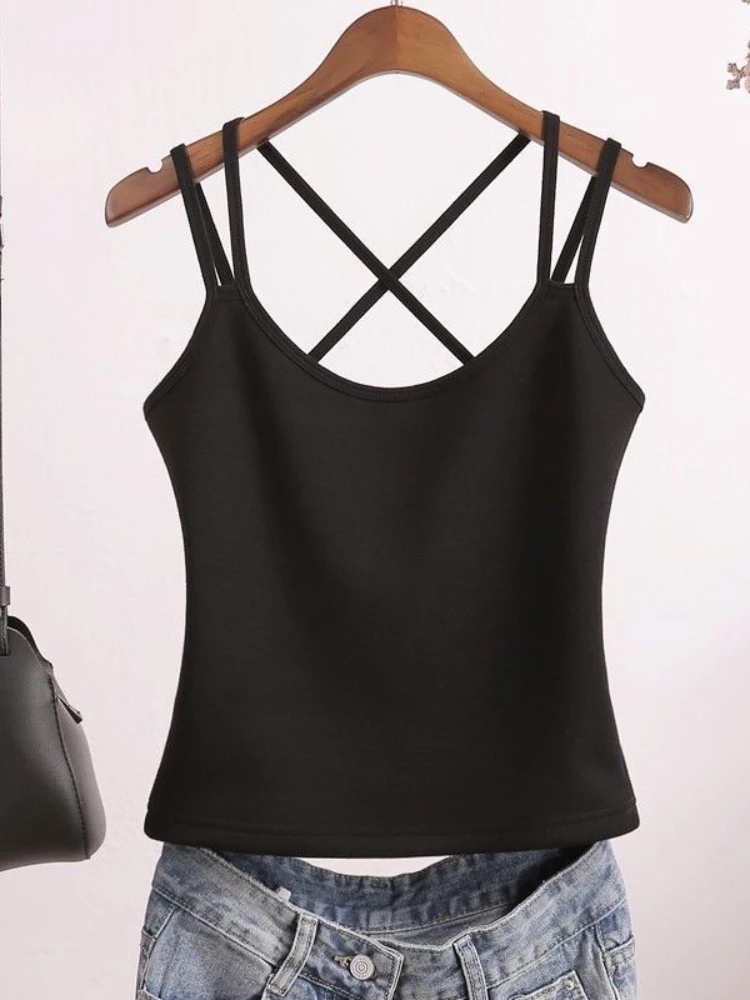 Solid Tight Women Tank Tops with Double Straps Summer Camis
