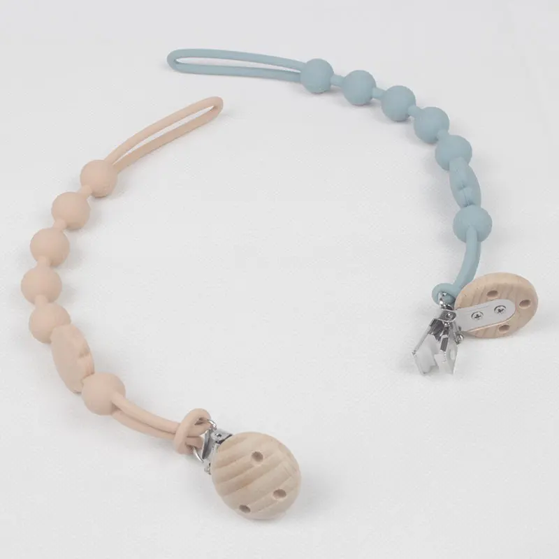 Pacifier Chain Baby Pacifier Loss Prevention Chain Food Grade Silicone Teether Stroller Clip