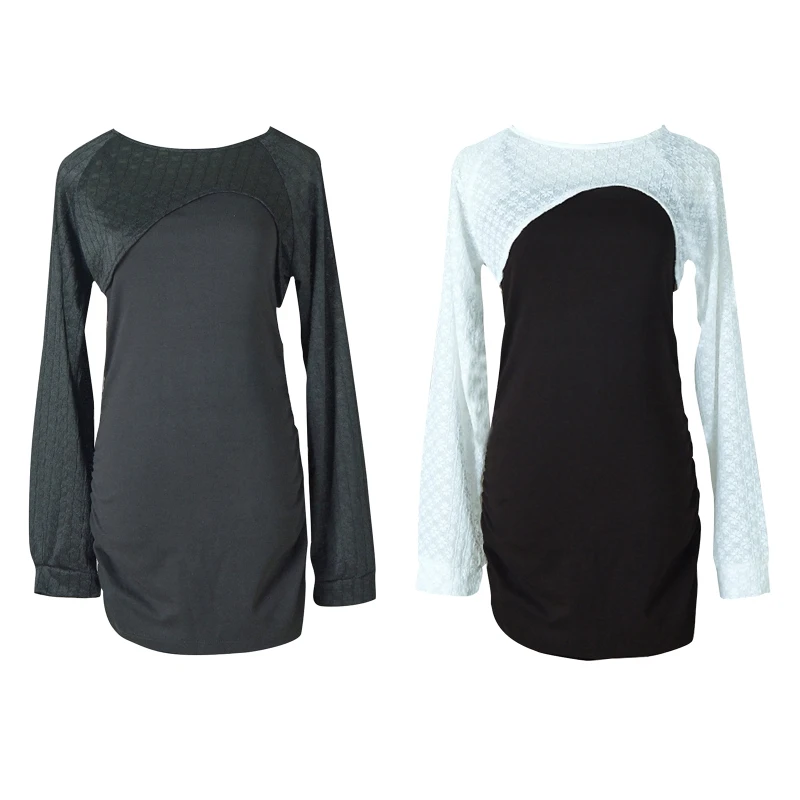 

Ladies False Collar Women's Long Sleeves Crop Tops Solid Half Shirt Cover Ups Crew Neck Small Shawl for Dating Party Bar