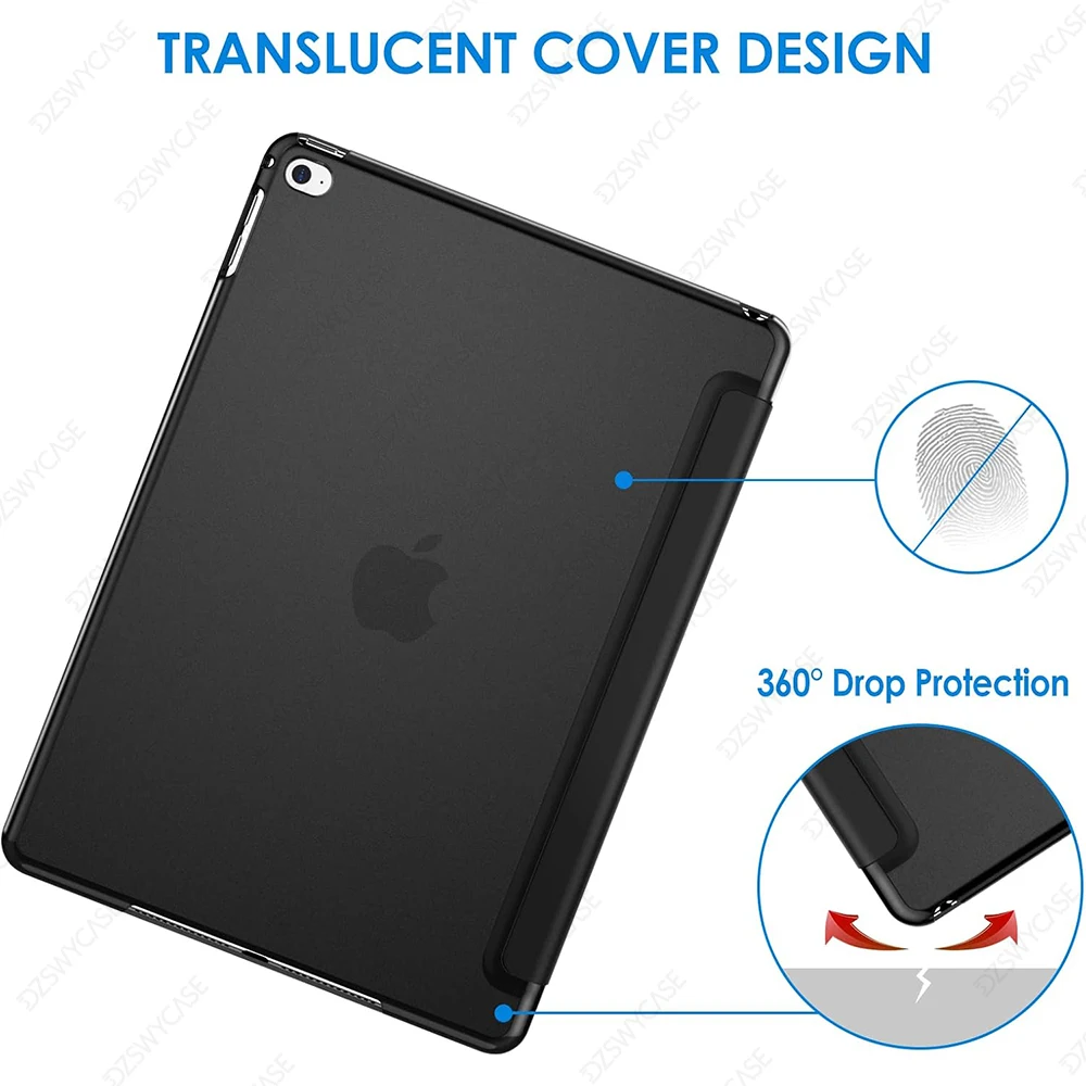 Universal 9.7-Inch Tablet Case with Trifold Stand, Translucent Back, and Auto Sleep/Wake Function