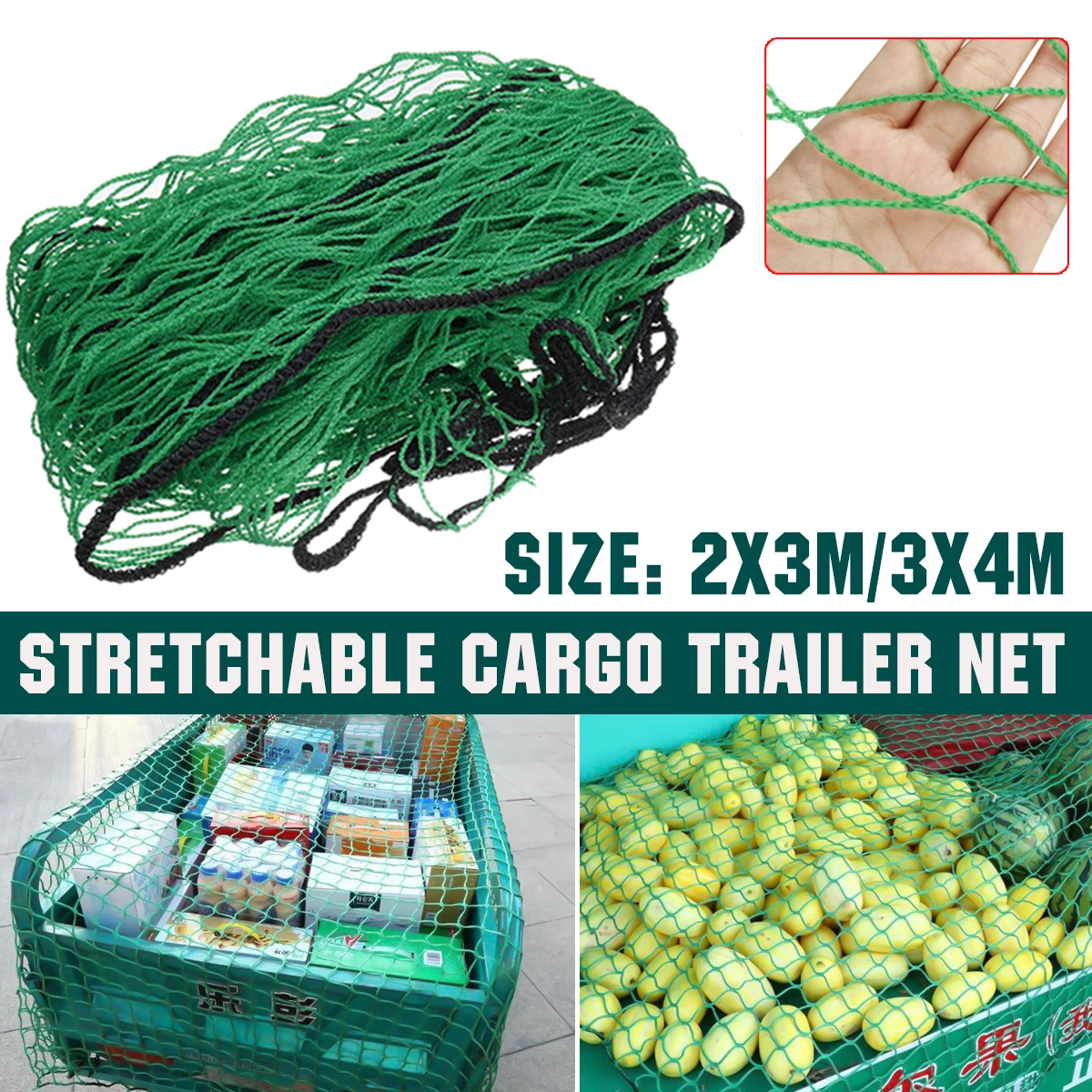 

Car Universal Green Truck Cargo Accessories Roof Polyethylene Professional Trailer Net Durable Extend Mesh Cover Luggage Stron