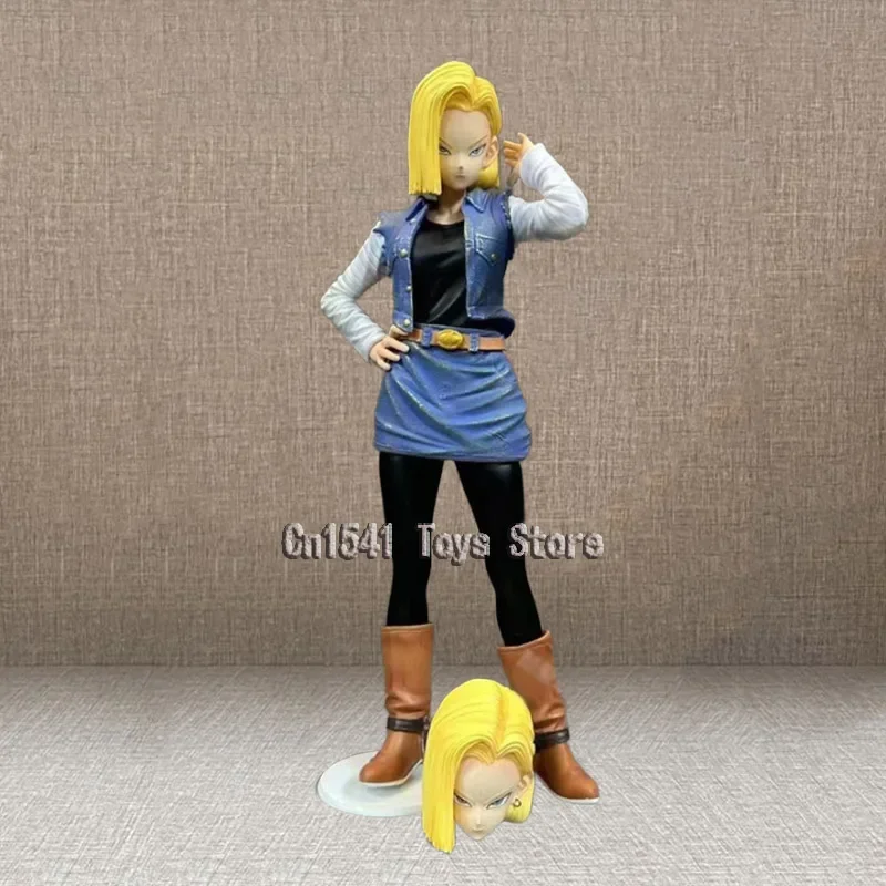 

26 см аниме 18 лазурь искусственное Искусственное искусство Android 18 фигурка зла серия двойная Голова Статуя ПВХ коллекционные модели игрушки