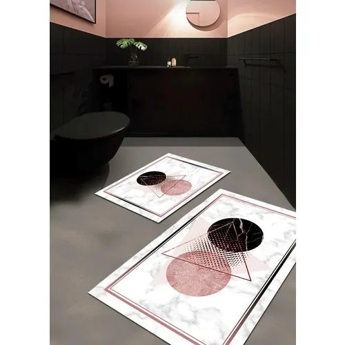 

Ardizayn Geometric Shapes Anti-Skid Leather Outsole 2'li Bath Mat Pad