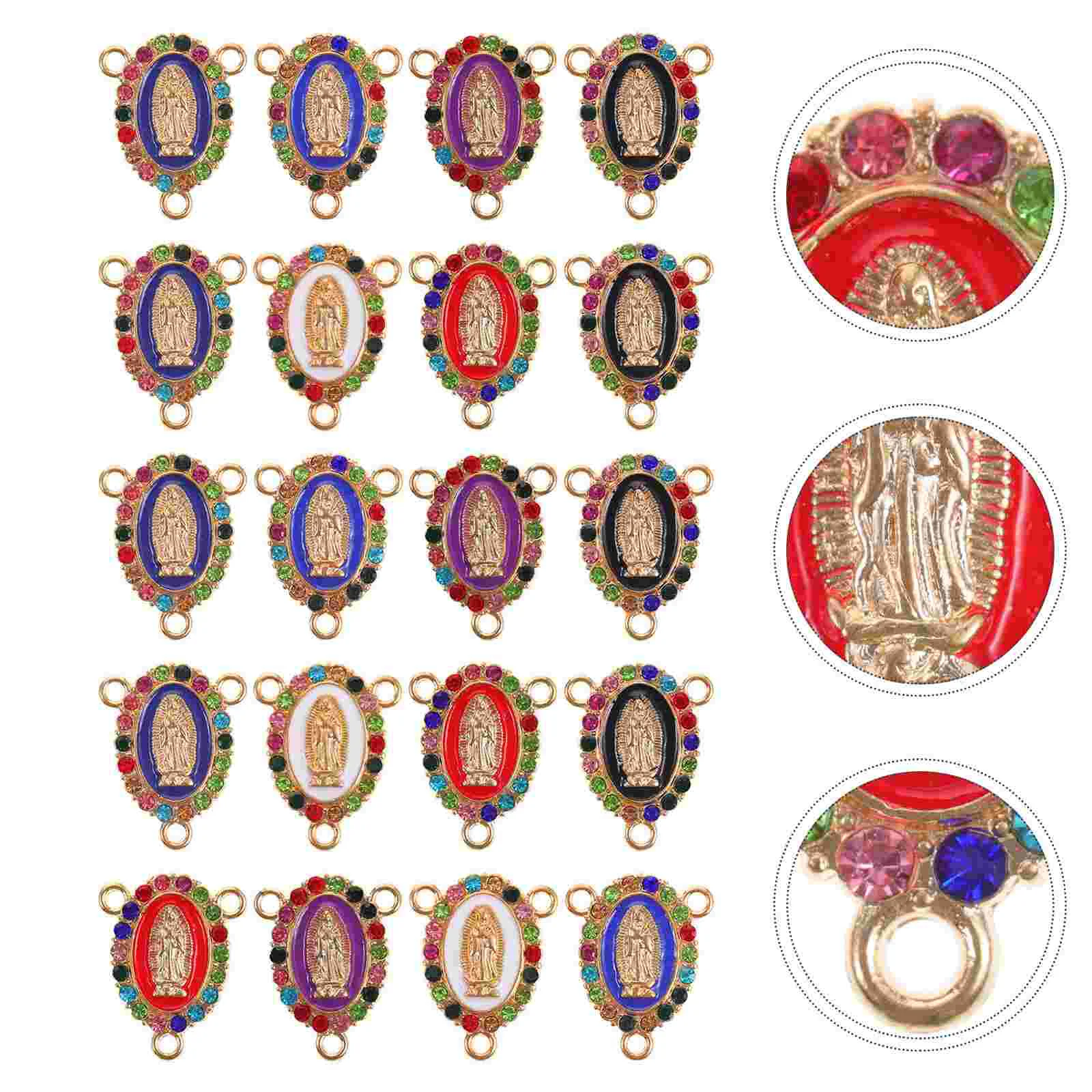 

24pcs Virgin Mary Link Charms Bracelet Pendants Charms Alloy Connection Charms