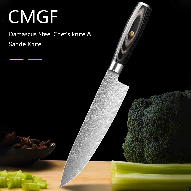

Professional Chef knife 8-inch Kitchen Knives Damascus steel Sharp Japanese Santoku Knife Cleaver Slicing Utility Knife