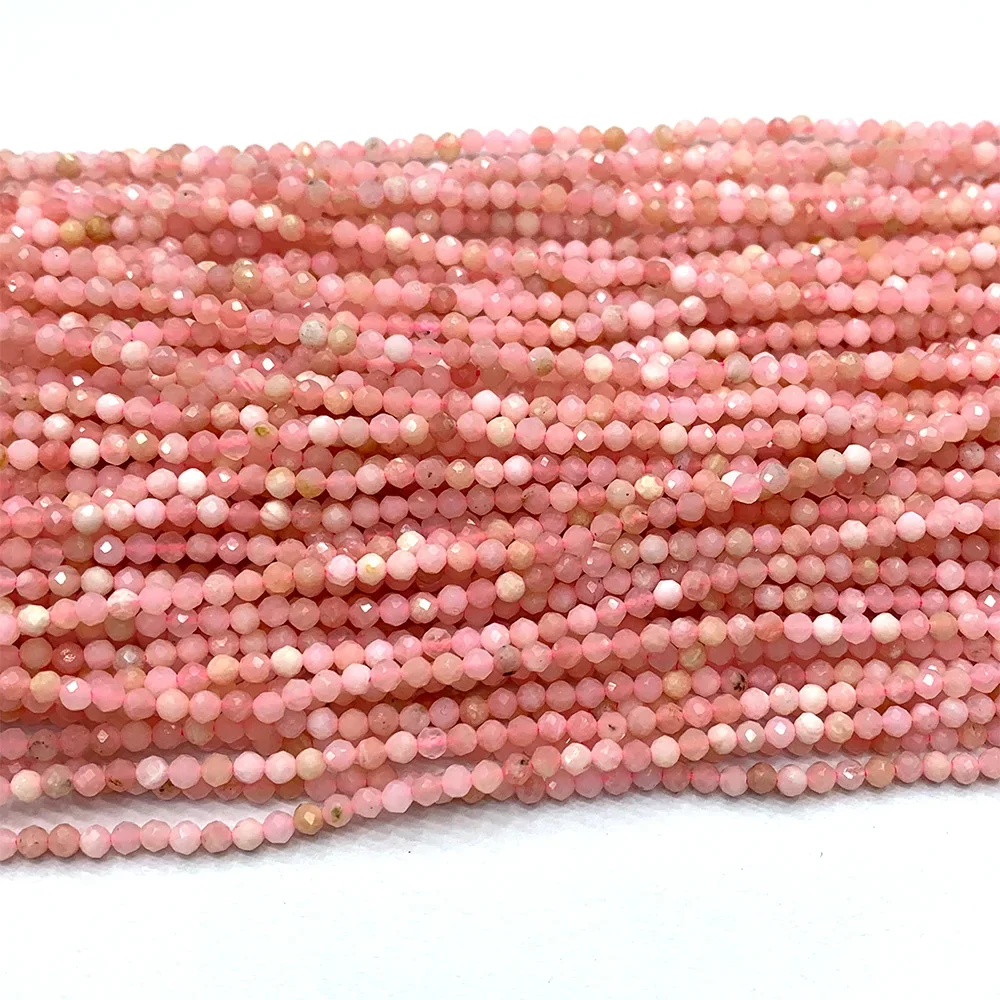 

2024 Pink Opal Natural Stones Crystal Gemstones DIY Charm Elastic Necklace Bracelets Ring Faceted Round Beads for Jewelry Making