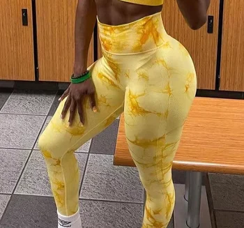 Tie Dye Seamless Gym Leggings Women Push Up Women Mallas Sports Fitness Contour Yoga Running Pants Elastic  Leggins 1