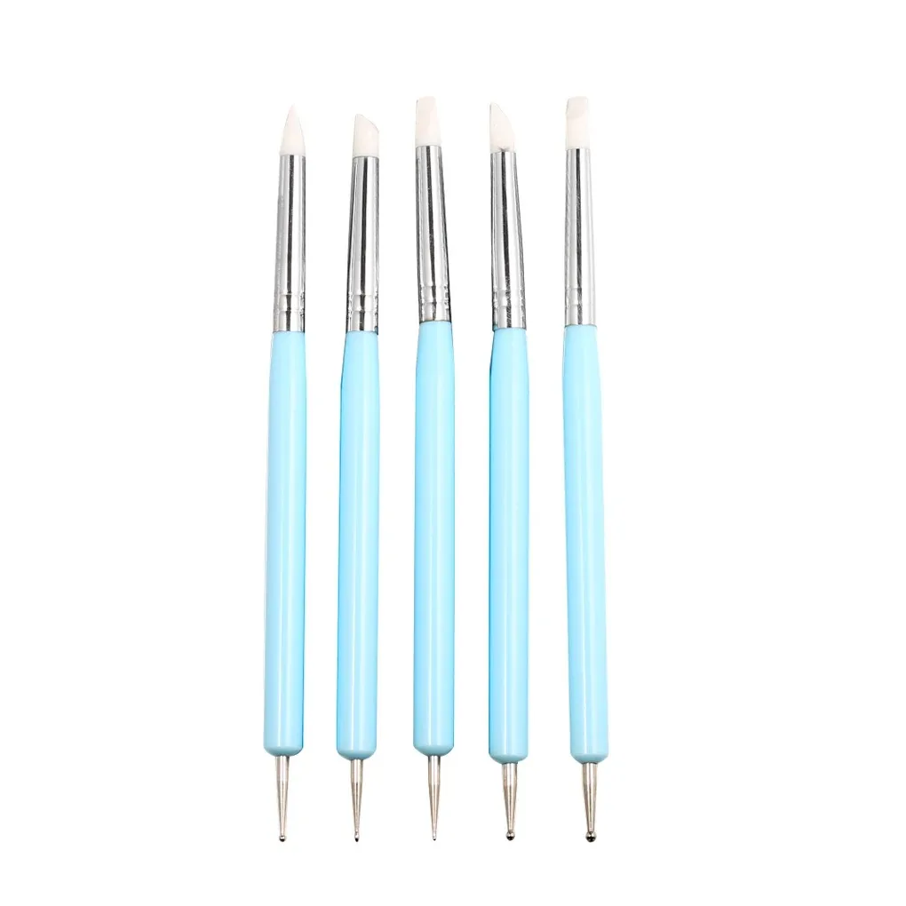 5pcs/set Double-ended Dotting Tools Set Nail Art Embossing Tools Pottery Craft Art Silicone Brushes Pottery Clay Tool 3