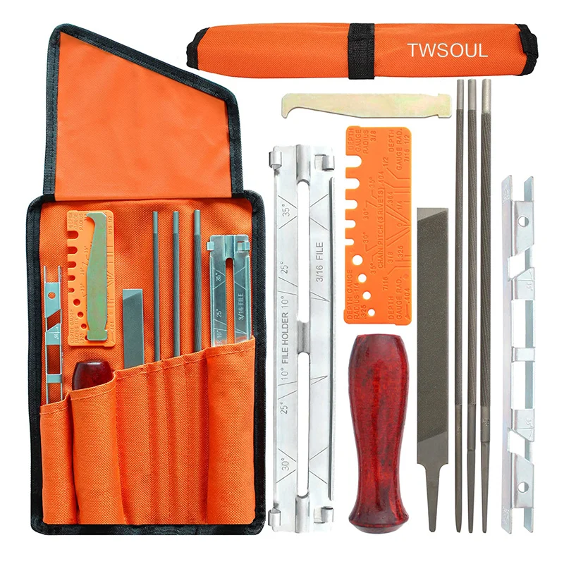 10pcsChainsawSharpeningKitHardwoodHandleRoundFlatFileGuide