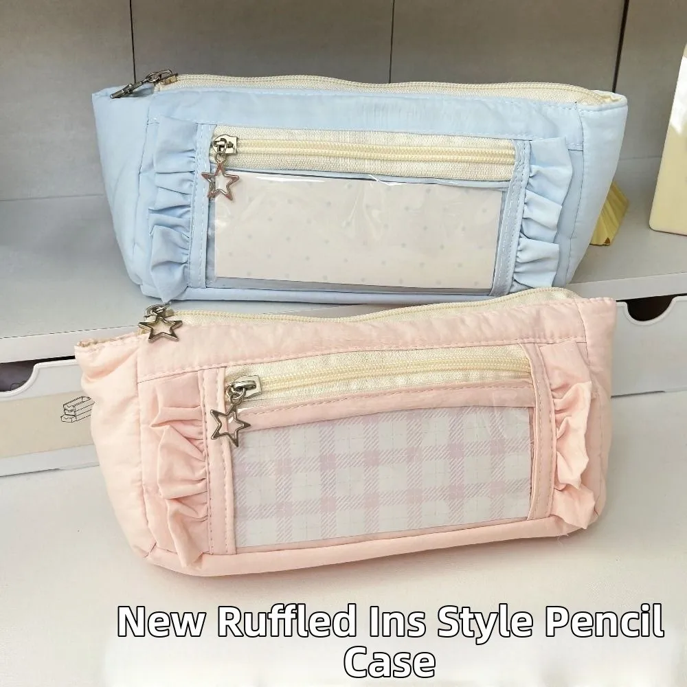 대용량 필통 달콤한 DIY 이타백 메이크업 가방 투명 창 포함 휴대용 펜 정리함 학교 준비물
