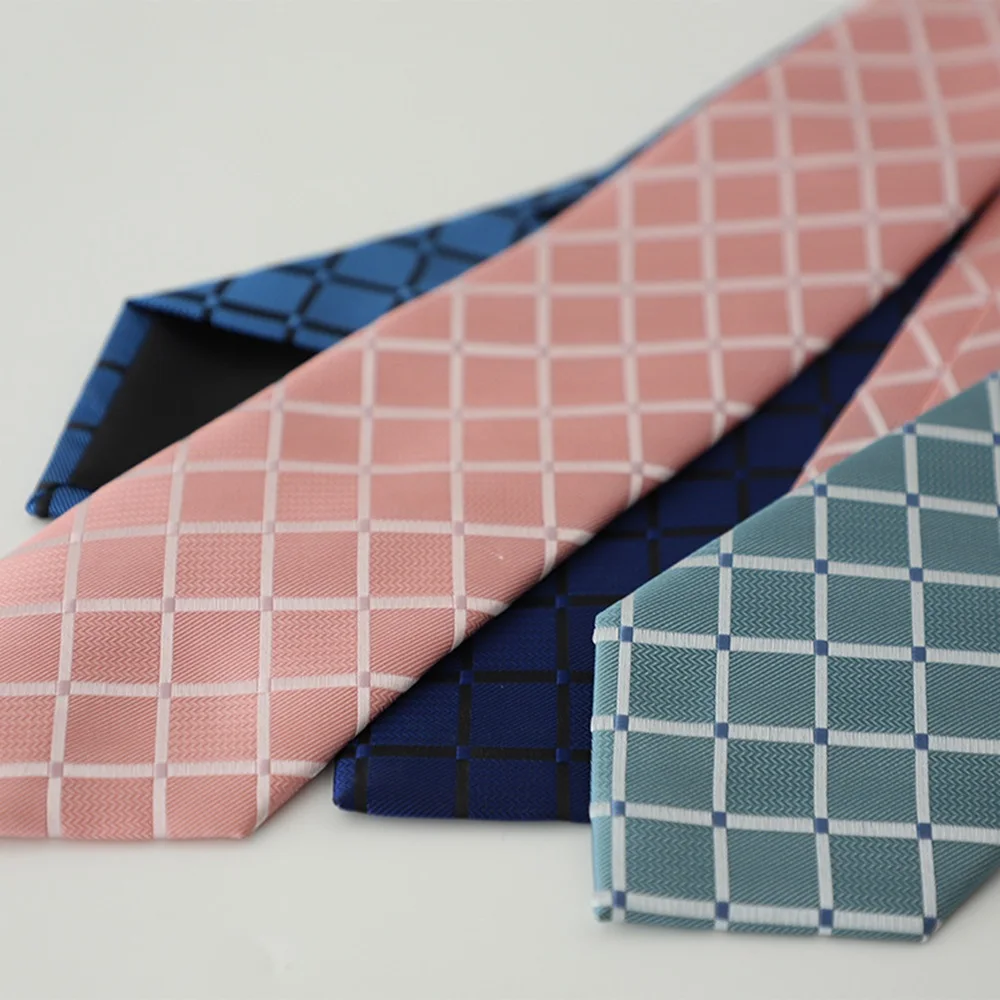Neck Tie 8CM Mens Necktie Plaid & Checks Ties For Man Groom Groomsman Jacquard Woven Ascot Formal Business Party Accessories