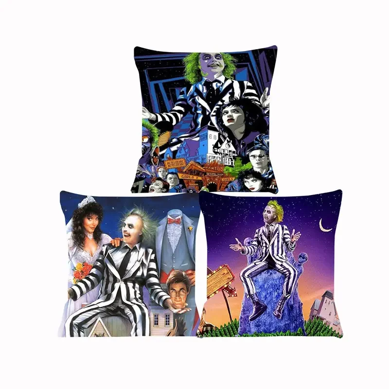 

Beetlejuice Horror Movie Cushion Cover for Sofa Pillow Case Cover Seat Car Throw Pillowcase 45x45cm For Home Decorative