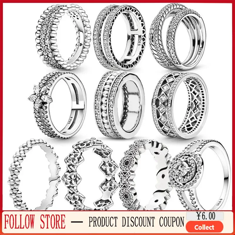 Hot selling 925 sterling silver women's original Pav é inlay set with daisy snowflake logo ring, exquisite DIY jewelry gift snowflake wrench octagonal shape multi purpose outdoor portable tool 18 in one multifunctional wrench with ring