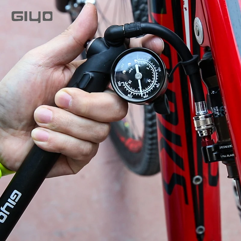 300psi High Pressure Bicycle Air Shock Pump With Gauge HP/HV Dual