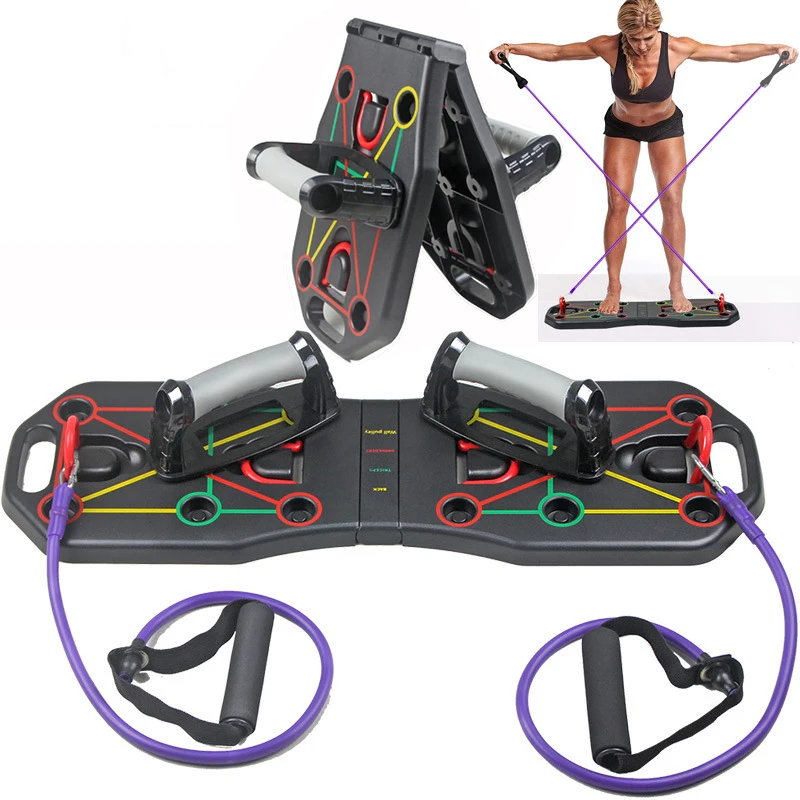 Home Foldable Chest Muscle Expander, Multi-function Rope, Push Up Stand, Portable Fitness Push Up Bracket