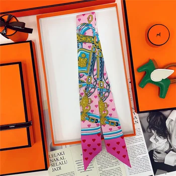 100% seta di alta qualità sciarpa di marca di lusso fascia da donna fascia per capelli foulard cravatta nastro fazzoletto da collo sciarpe magre accessori 1