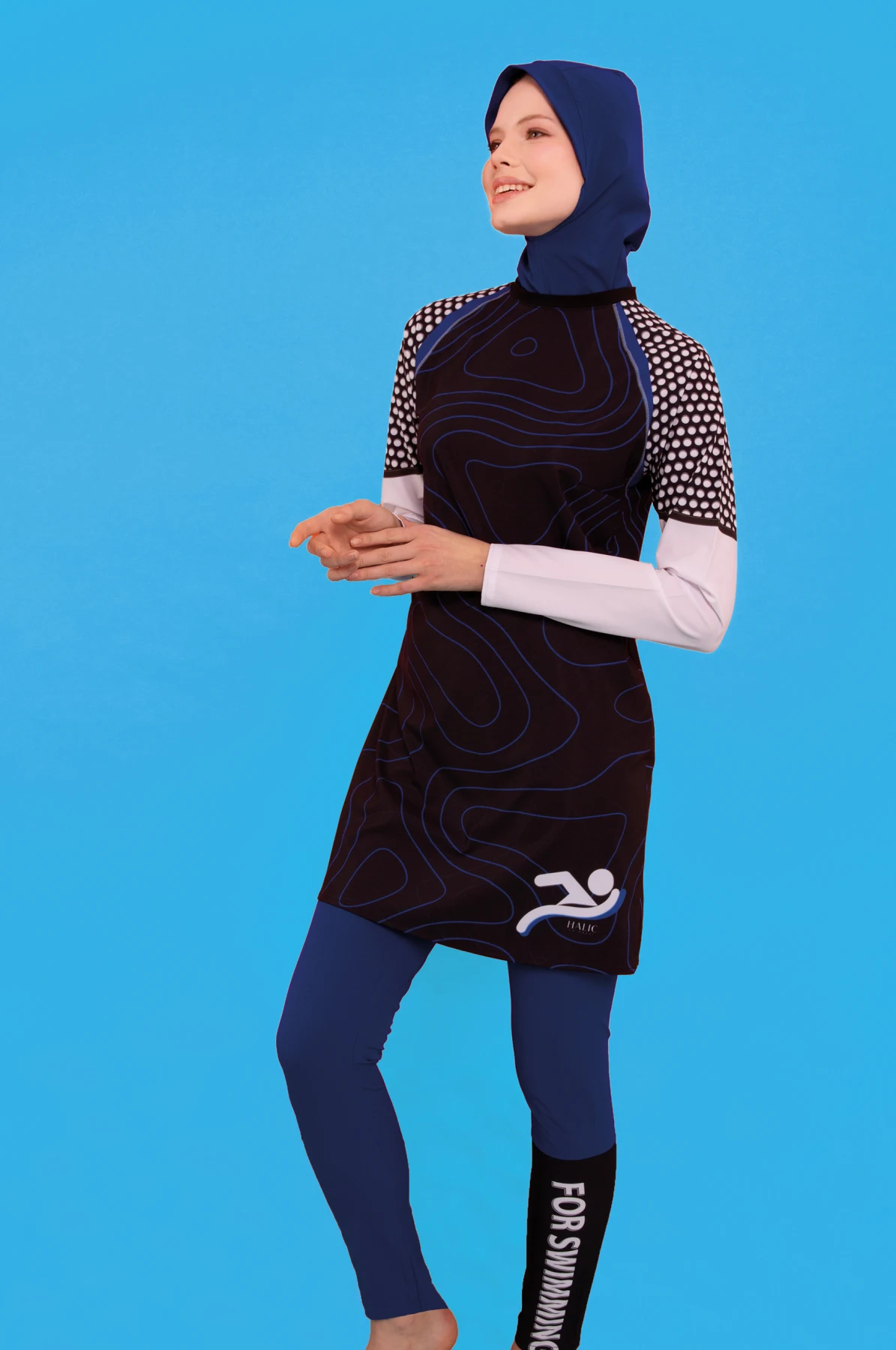 Lycra Full Off Patterned Sporty Hijab Swimwear |