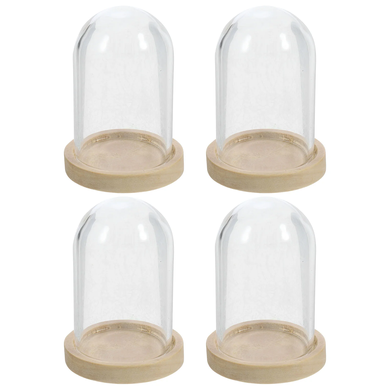 

4 Sets Preserved Flower Glass Cover Decor Clear Display Case Domes for Manual Small Wood Base Aquarium Globe