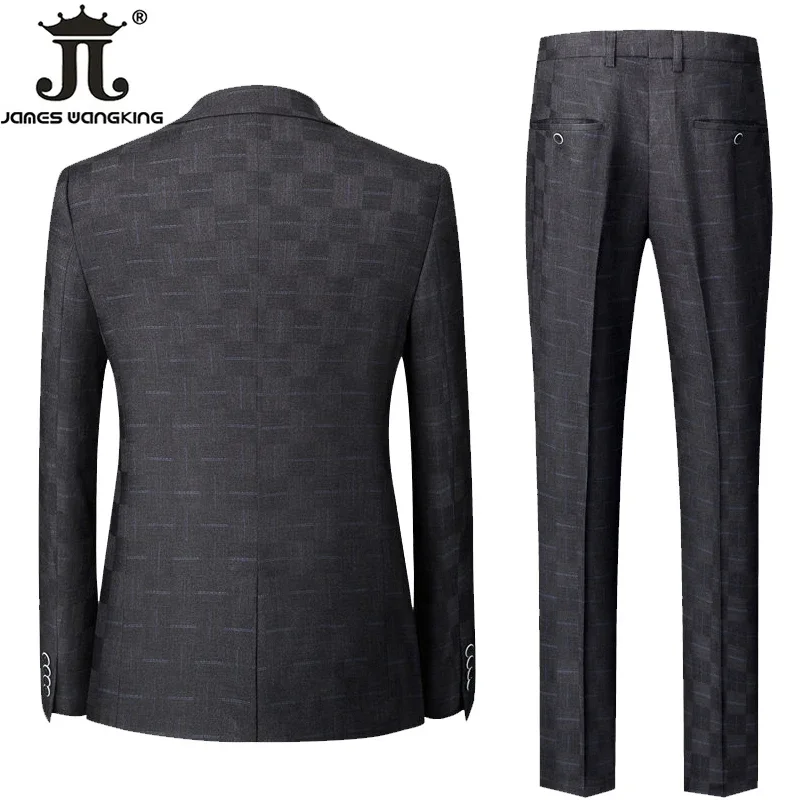 Jacket Vest Pants High-end Brand Plaid Official Business Office Suit 3Pcs or 2pcs Set Bride's Wedding Dress Party Male Suits