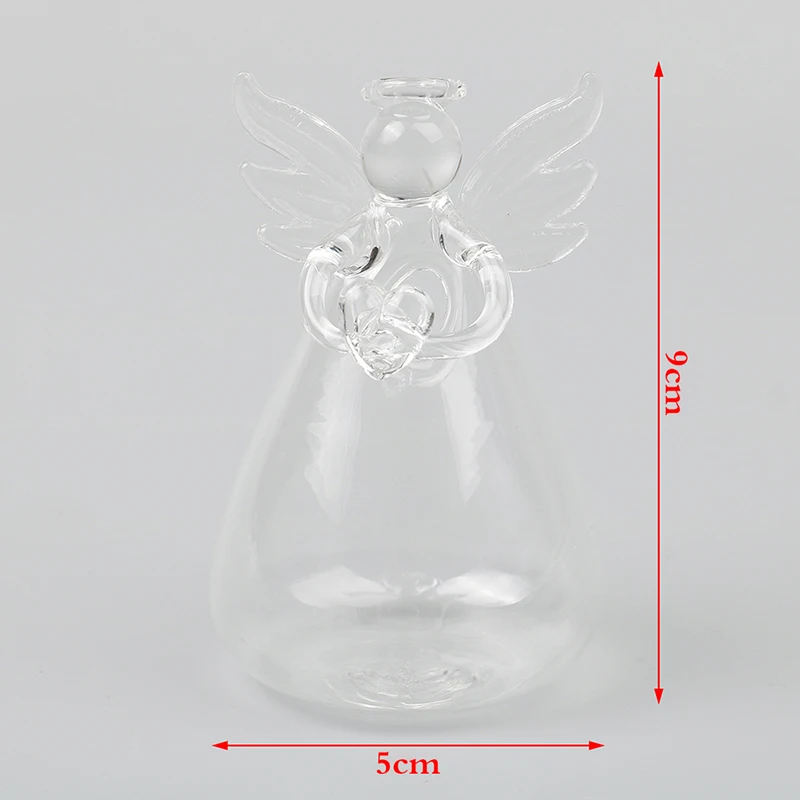

1Pc Angel Shaped Transparent Glass Flower Vase Hanging Plant Vase Garden Decor