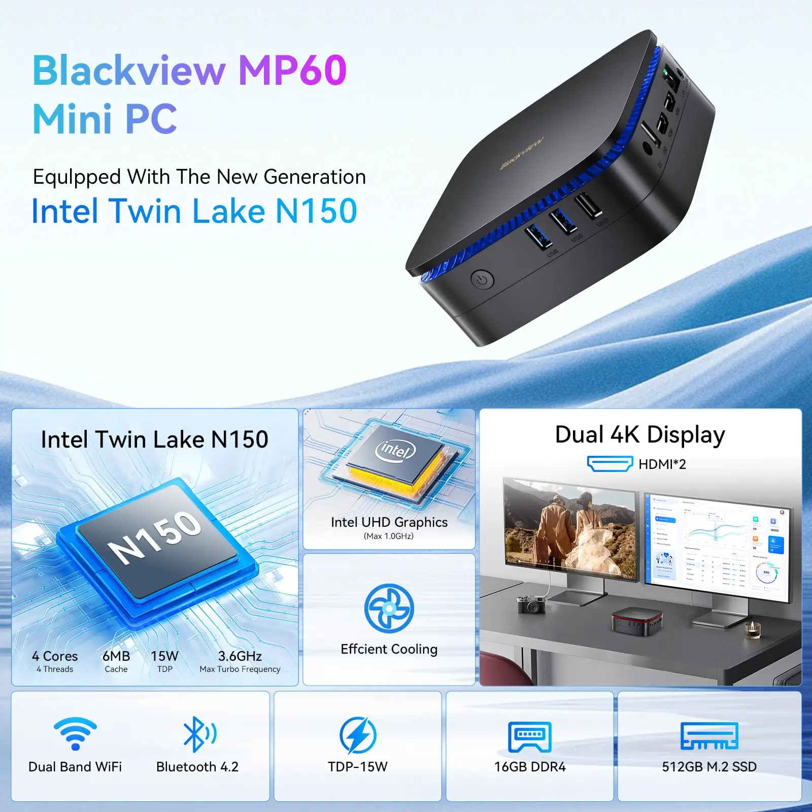 Blackview MP60　ミニPC Intel N150 16GB512GB Blackview MP60 Mini PC N150 | 16GB RAM 512GB/1TB ROM - Blackview
