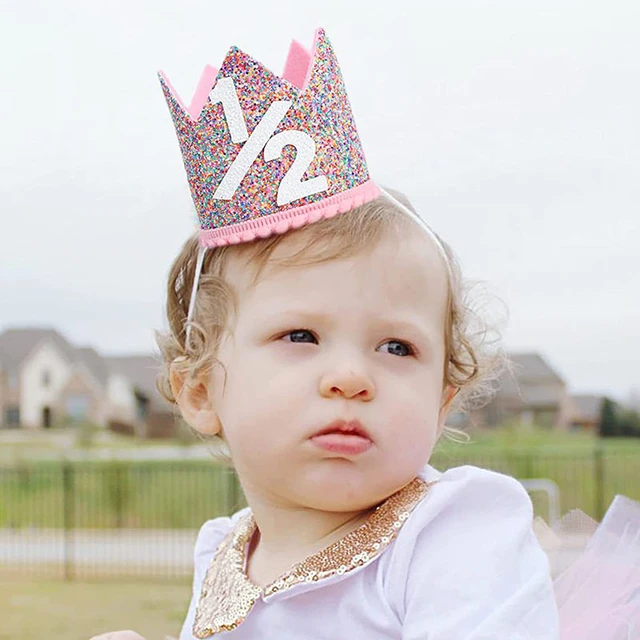 Sombrero de fiesta de cumpleaños de bebé, diadema de corona de princesa,  decoraciones de cumpleaños de 1 año, 2 años, 3 años, suministros de fiesta  para niños