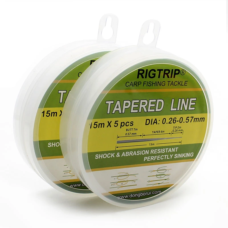 15m*5pcs Carp Fishing Subline Tapered Shock Leaders Line Power Cast for