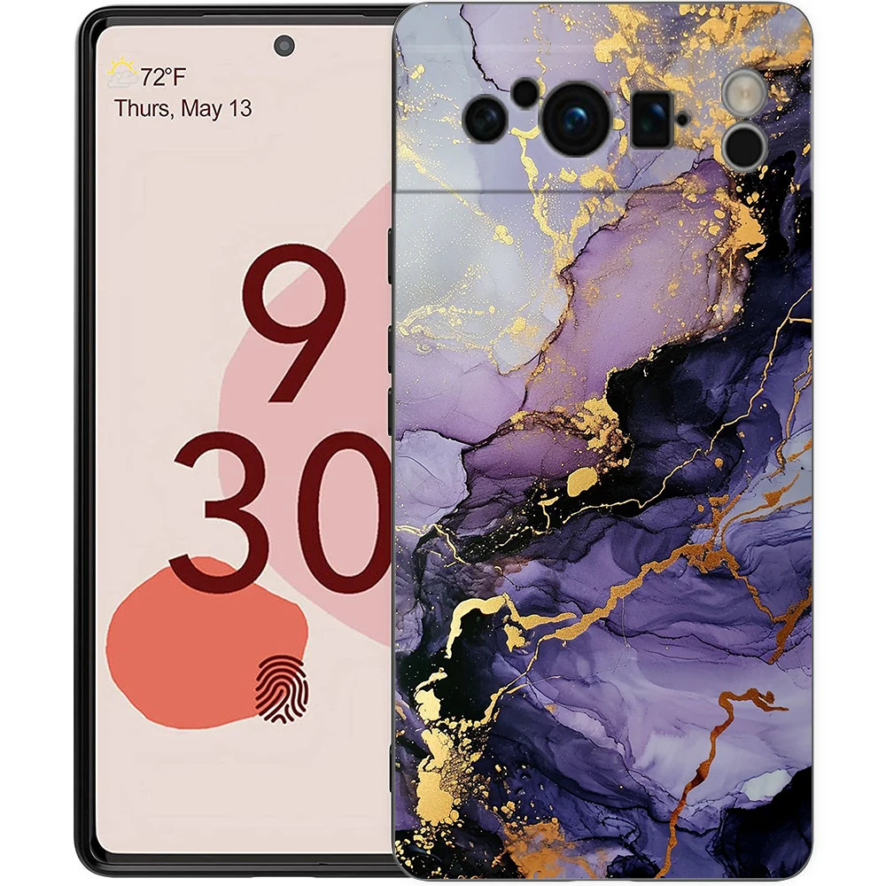 Elegant Watercolor Marble Phone Case - Black Soft Luxury TPU Cover
