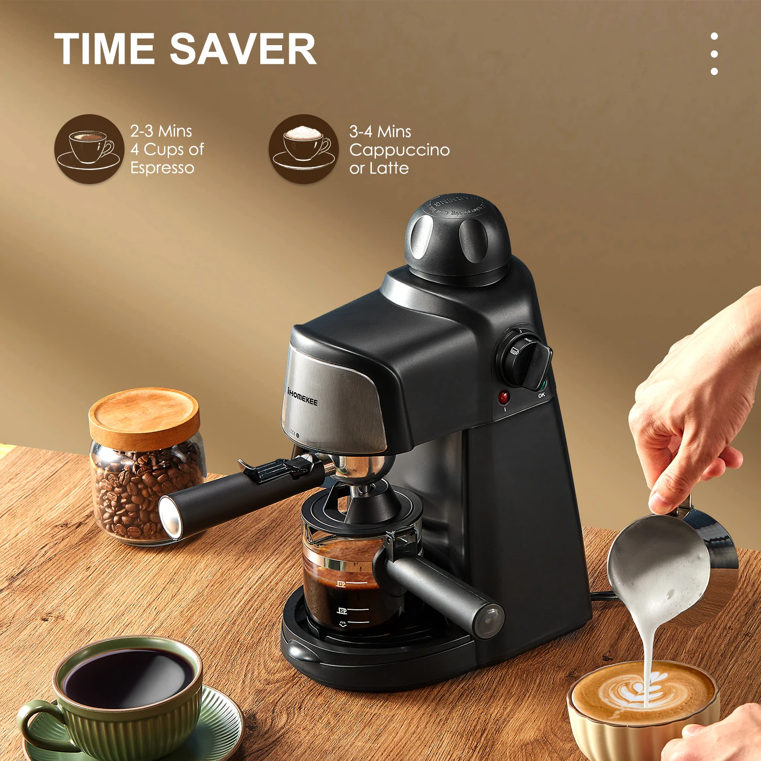 Espresso and Cappuccino Machine 1-4 Cups