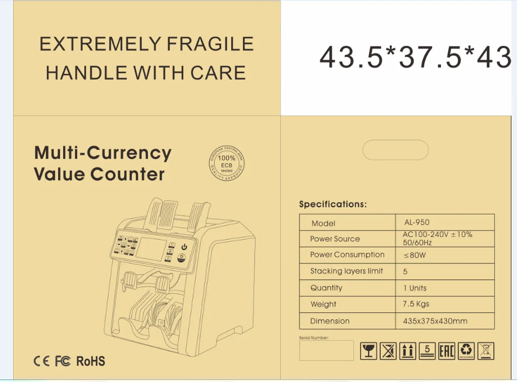 AL-950 Dual CIS Banknote Sorter Fitness Mix Value Money Counter Counterfeit Bill