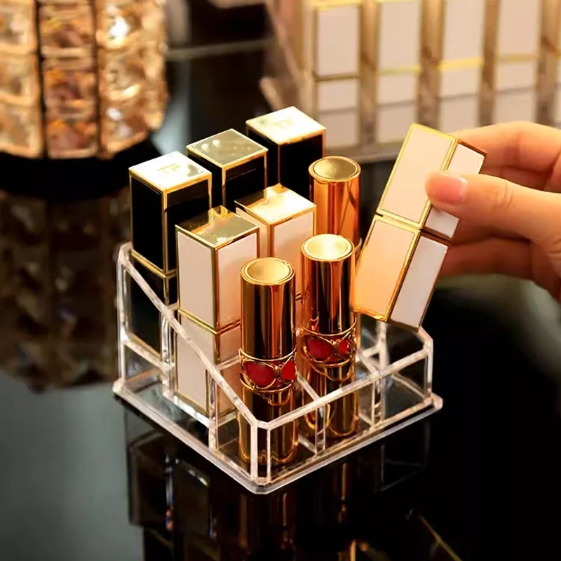 12 Grids Makeup Organizer Box Transparent Lipstick Makeup Brush Storage Holder Home Bathroom Desk Storage Boxes Accessories 3