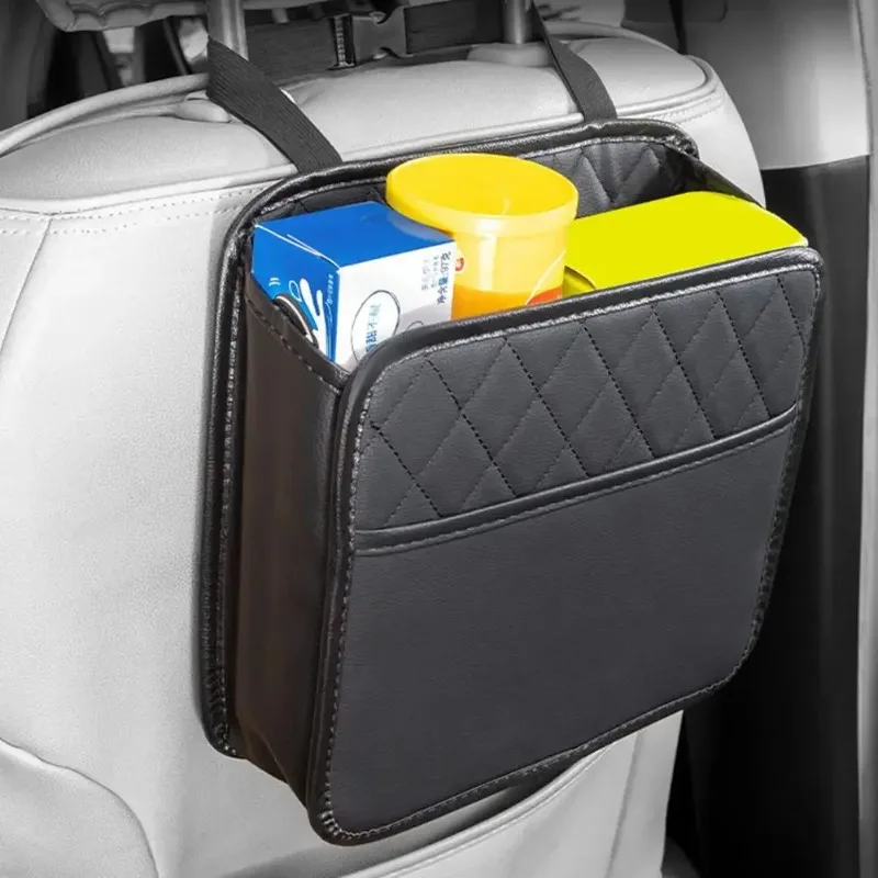 Car Multifunctional Storage Box Folding Leather Storage Bag Car Seat Back Bag