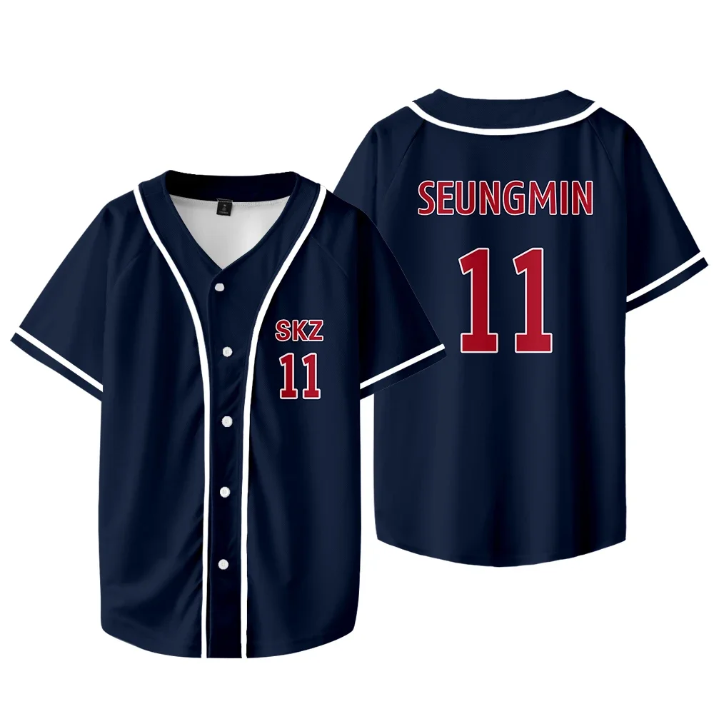 KPOP FELIX BANGCHAN CHANGBIN HYUNJIN SEUNGMIN LEE KNOW Baseball Jersey T-shirt Short Sleeve Graphic Tees images - 6